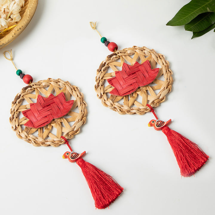 Set of 2 | "Chakra" Lotus Handcrafted Banana Leaf Wall Hanging For Festive Decor