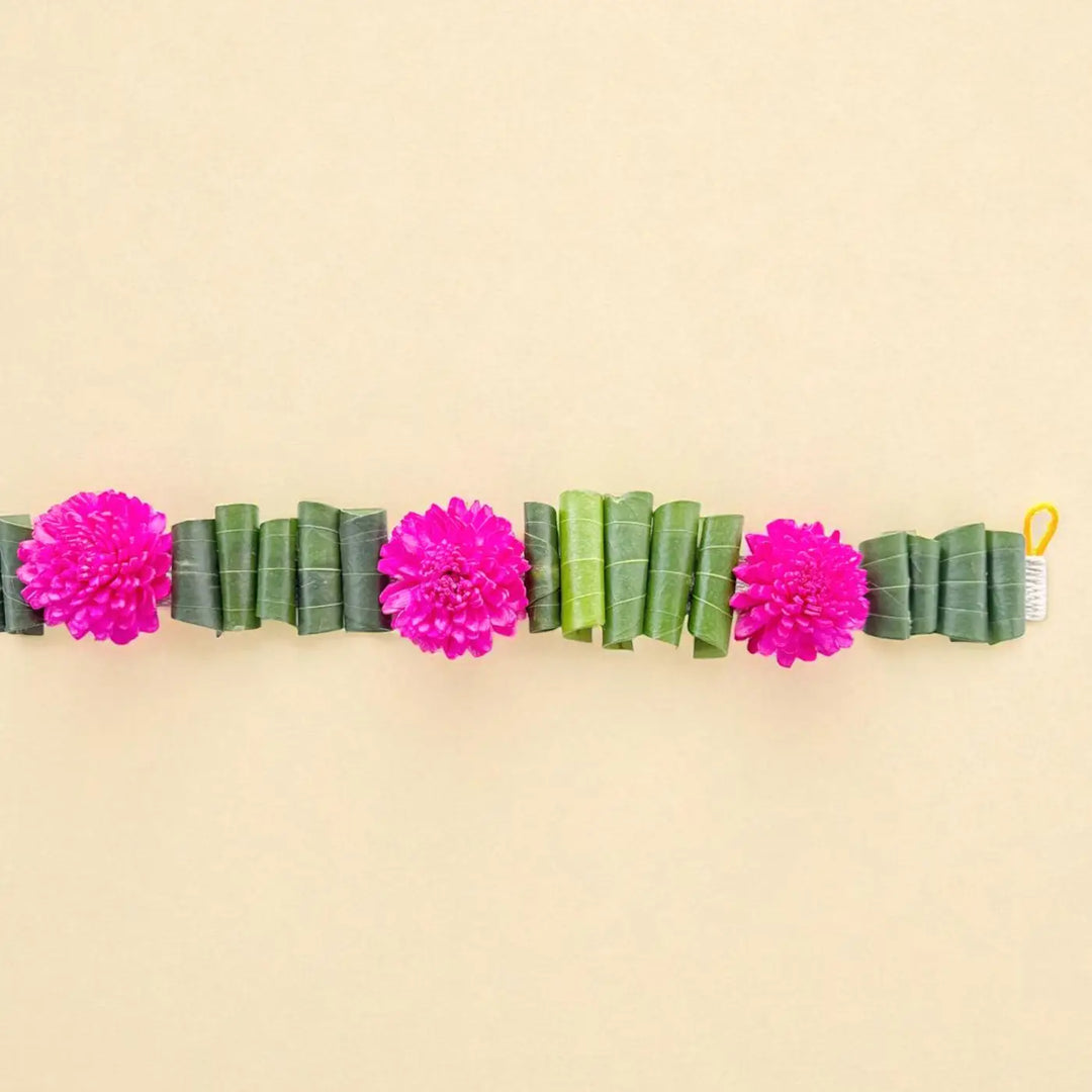 Handmade Pink Cow Motif Shola Flower Toran