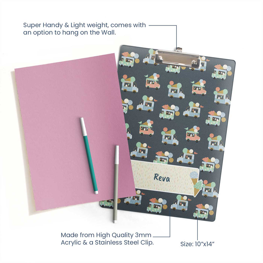 Personalized Ice Cream Fun Theme Acrylic Clipboard