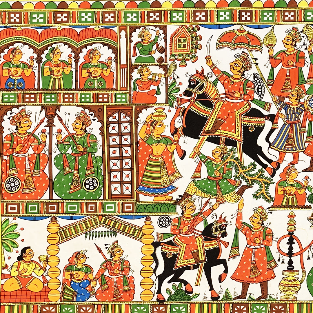 27 X 42 Inch | Story of Pabuji Paper Phad Painting