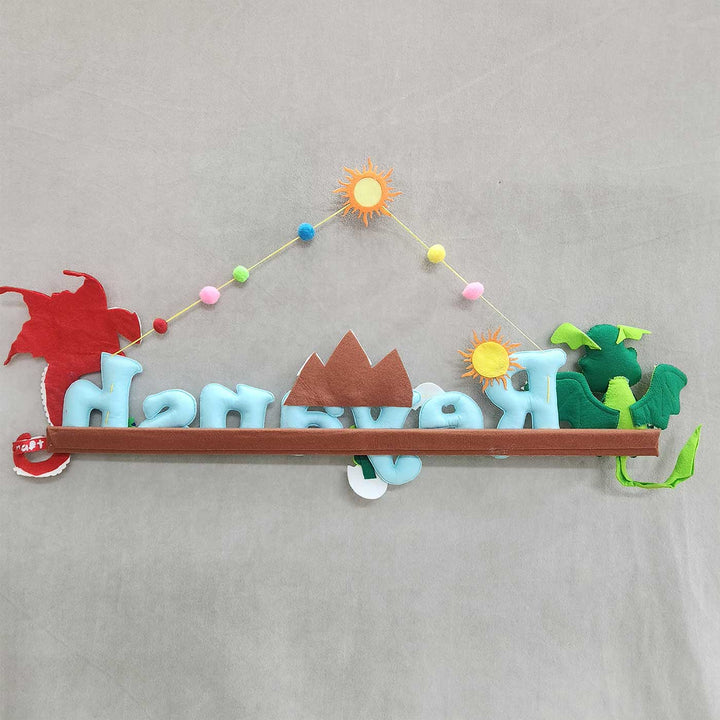 Personalized Dragon Theme Felt Kids Name Plate