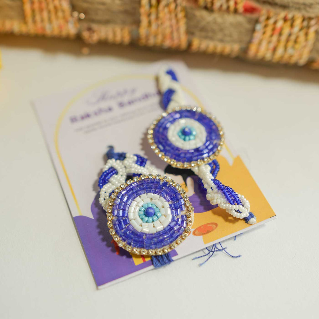 Personalized Handmade Rakhi Hamper | Includes 1 Basket, 1 Mug, 1 Candle, 1 Serving Bowl, 2 Rakhis, 1 Roli Chawal & 1 Message Card