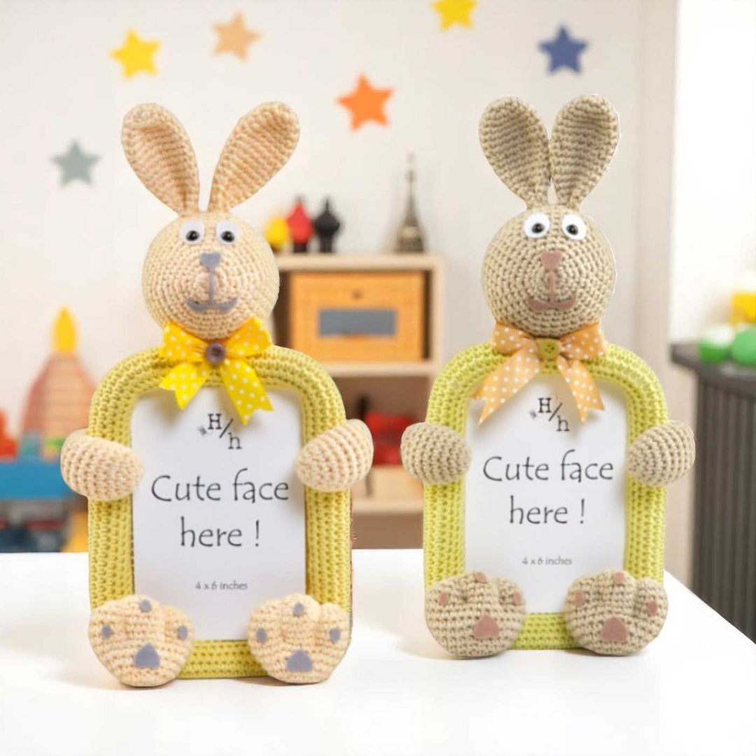 Handmade Crochet Bunny Photo Frame for Kids