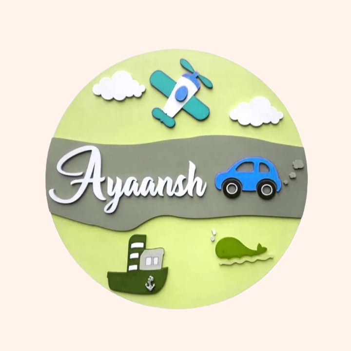 Transport Theme Kids Nameplate - Zwende