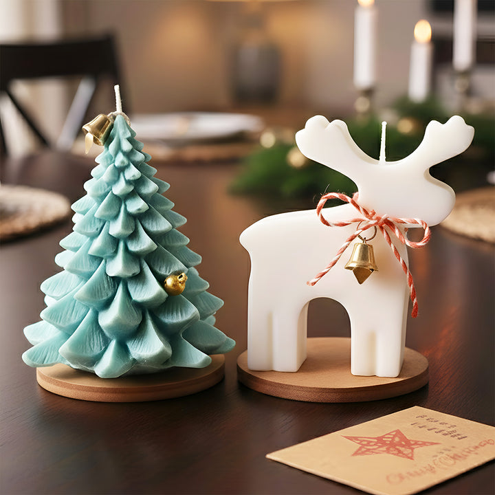 2 Pc | Handmade Xmas Tree & Reindeer Soy Wax Scented Candles