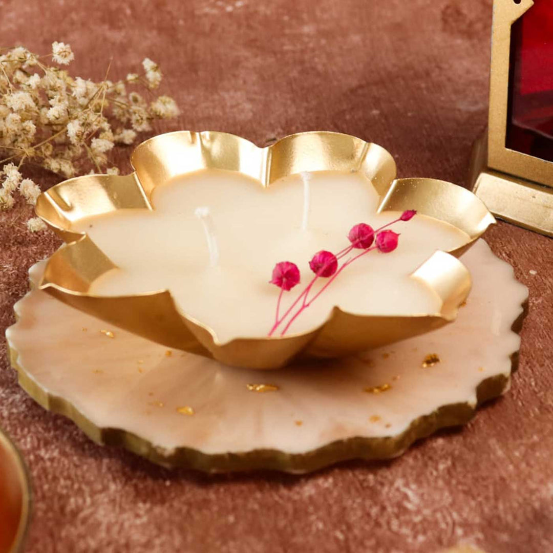 4 Inch | Handmade Floral Soy Wax Scented Urli Diya