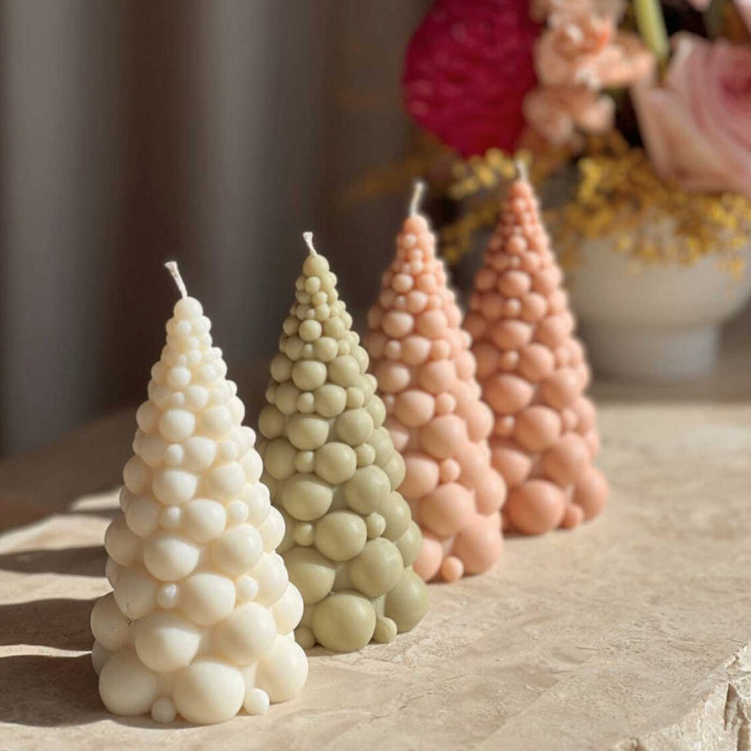 Handmade Bubble Xmas Tree Soy Wax Candle For Christmas Decoration