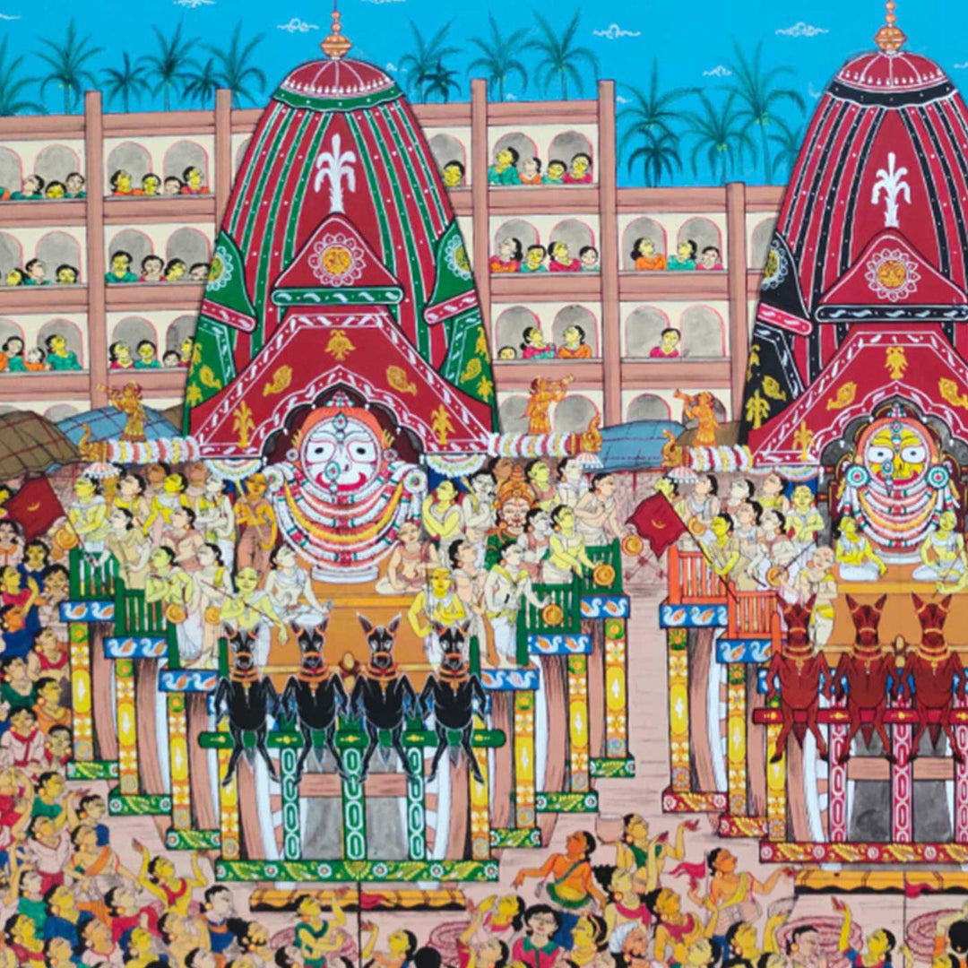 48 x 30 Inch | Handmade Canvas Rathyatra Painting