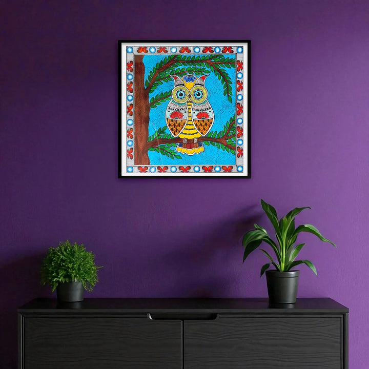 7 x 7 Inch | The Wise Watcher | Original Hand Painted Madhubani Painting On Paper