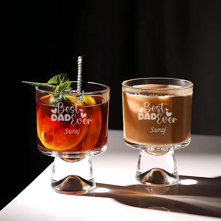 Engraved Best Dad Ever Theme Whiskey Glass | 250 ml