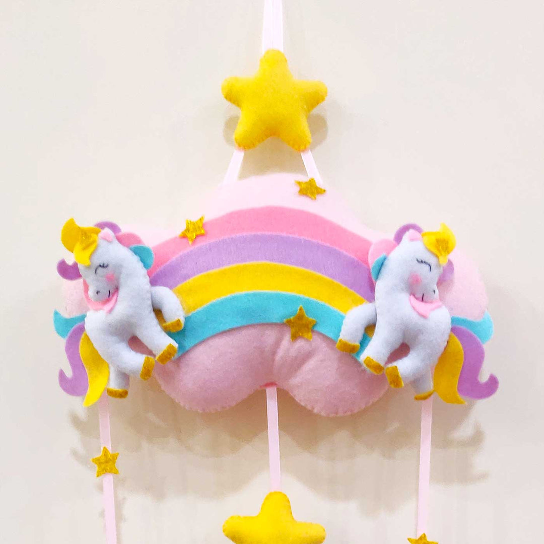 Personalized Handmade Magical Unicorn Theme Felt Kids Name Plate For Sisters