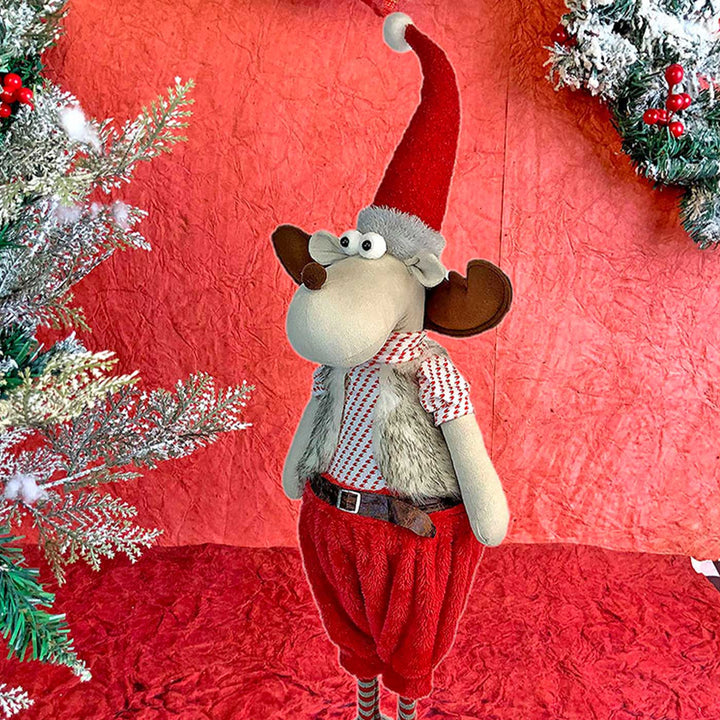 Foldable Tall Mr. Reindeer Self-Standing Woolen Decor For Christmas Table Decoration