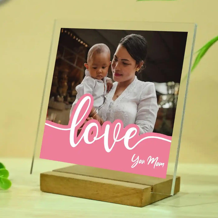 Personalized Love You Mom Theme Wooden Photo Frame