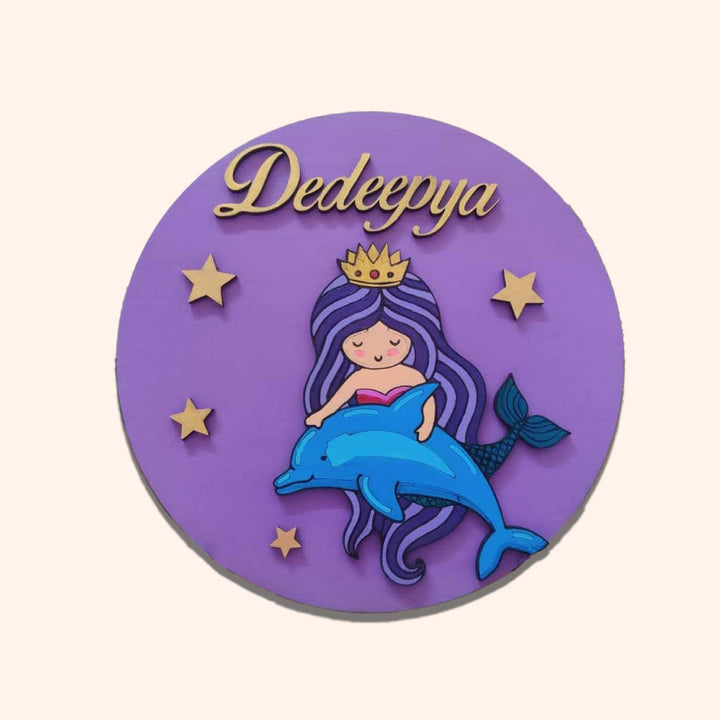 Mermaid Theme Kids Nameplate - Zwende