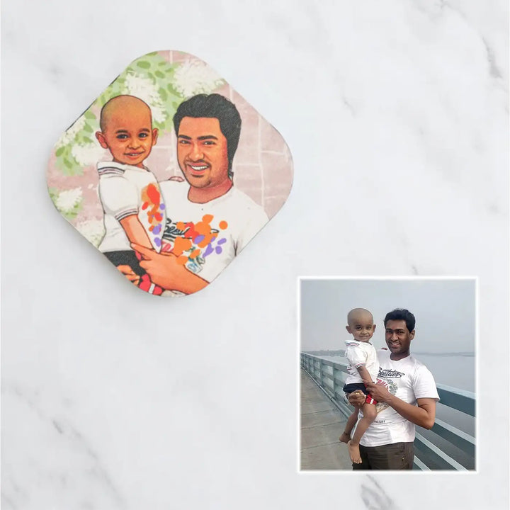 Photo Personalized Hand-Painted Dad Theme MDF Wood Fridge Magnet