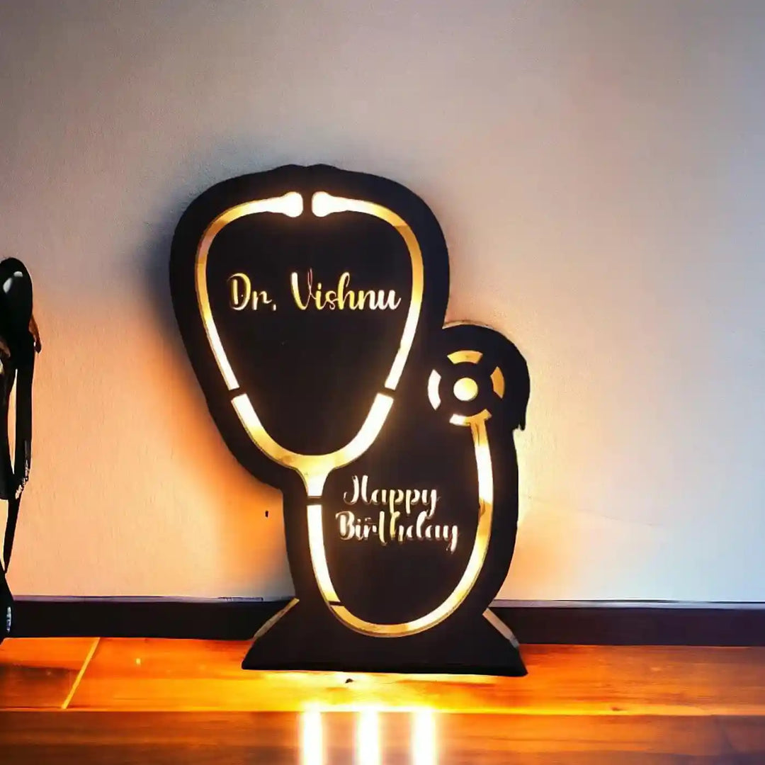 Personalized Doctor Theme MDF Wood Table Lamp