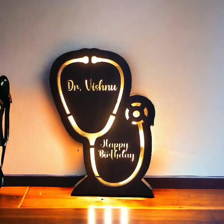 Personalized Doctor Theme MDF Wood Table Lamp