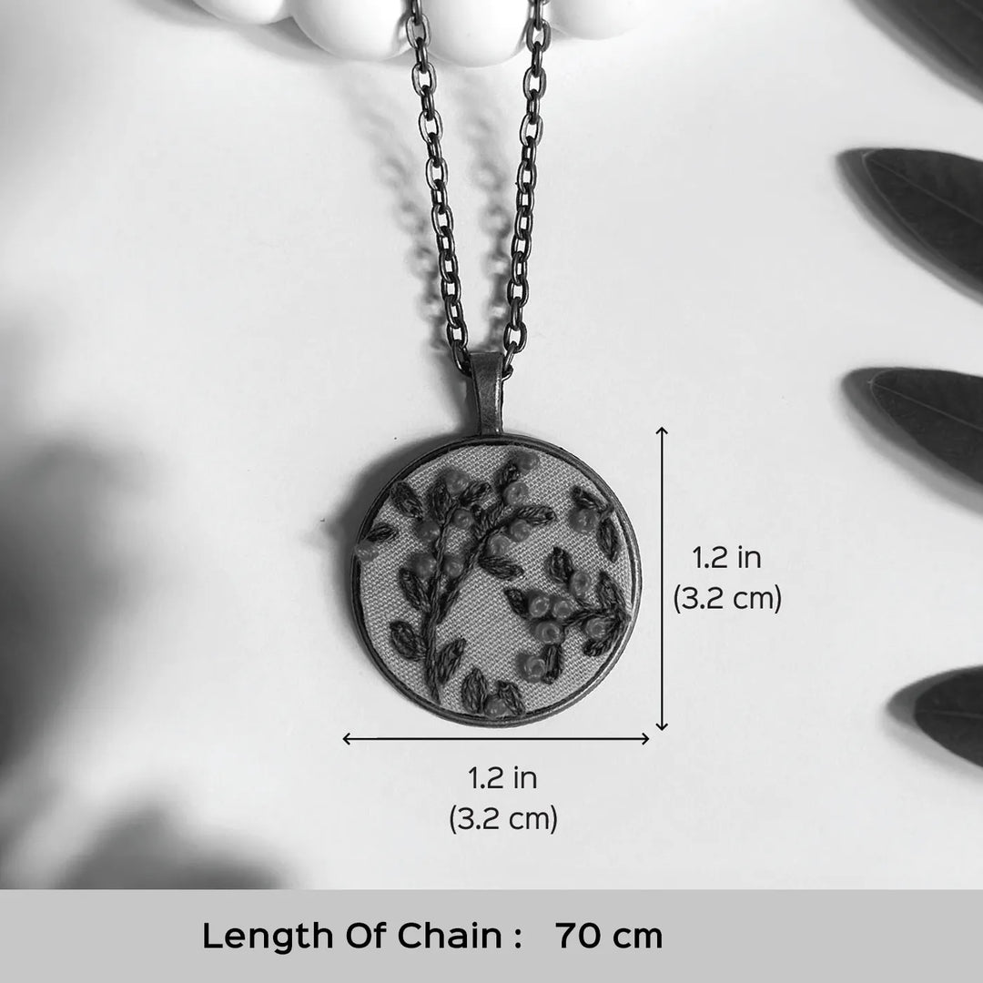 Hand Embroidered Rosy Reverie Antique Finish Necklace