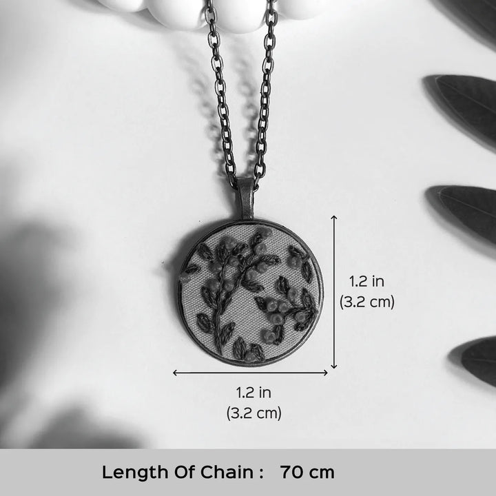 Hand Embroidered Rosy Reverie Antique Finish Necklace