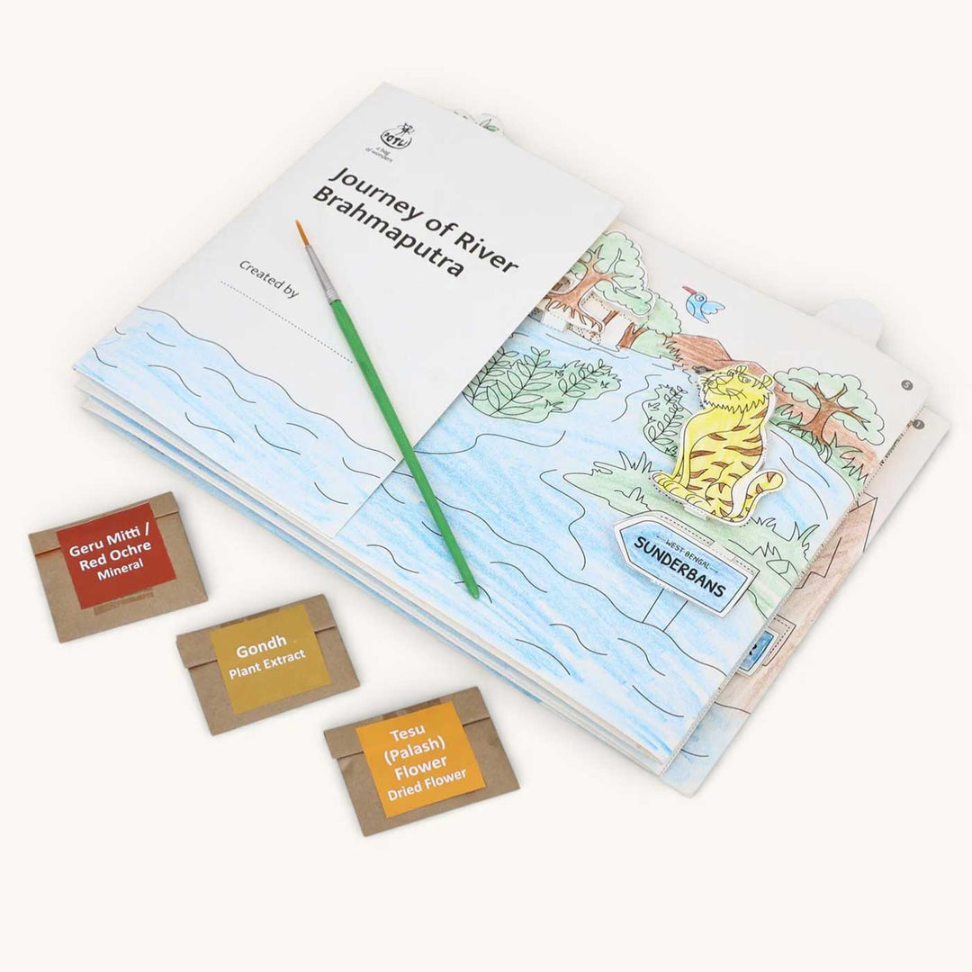 Brahmaputra Rivers of India DIY Kit | 11 Coloring Templates, 1 Map Of India And Instruction Sheet