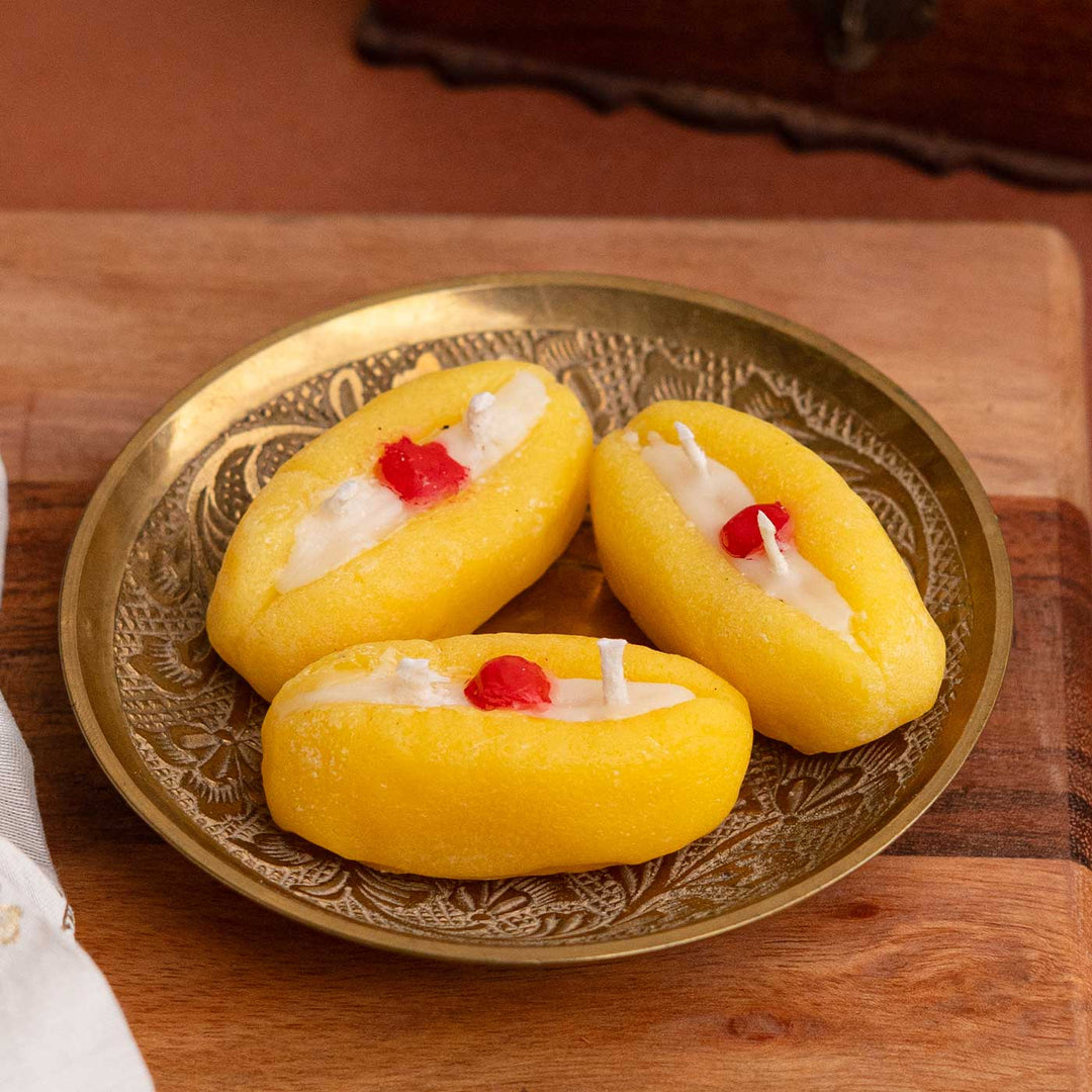 Handmade Sandesh Soy Wax Scented Mithai Candle | Set Of 3