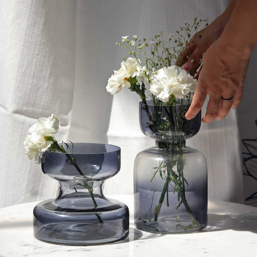 Handmade Ombre Slate Grey Glass Vase