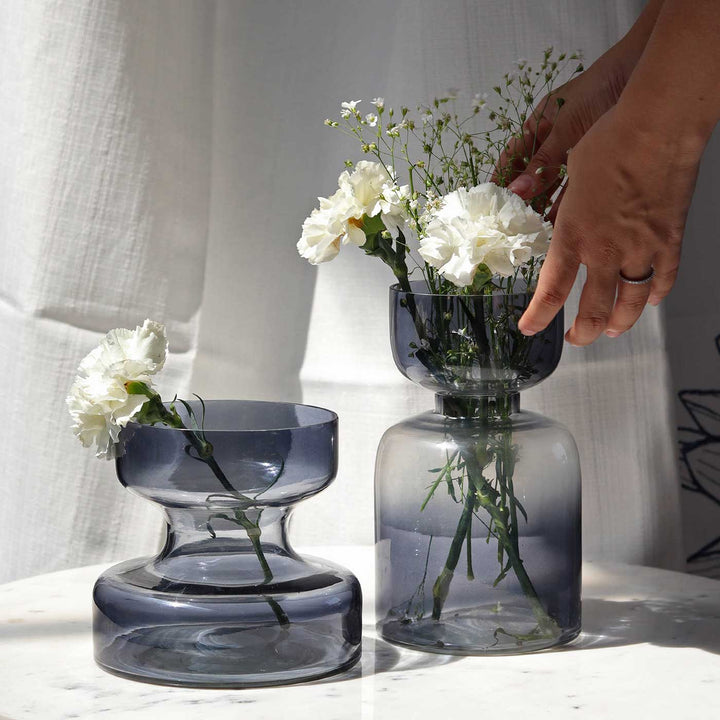 Handmade Ombre Slate Grey Glass Vase