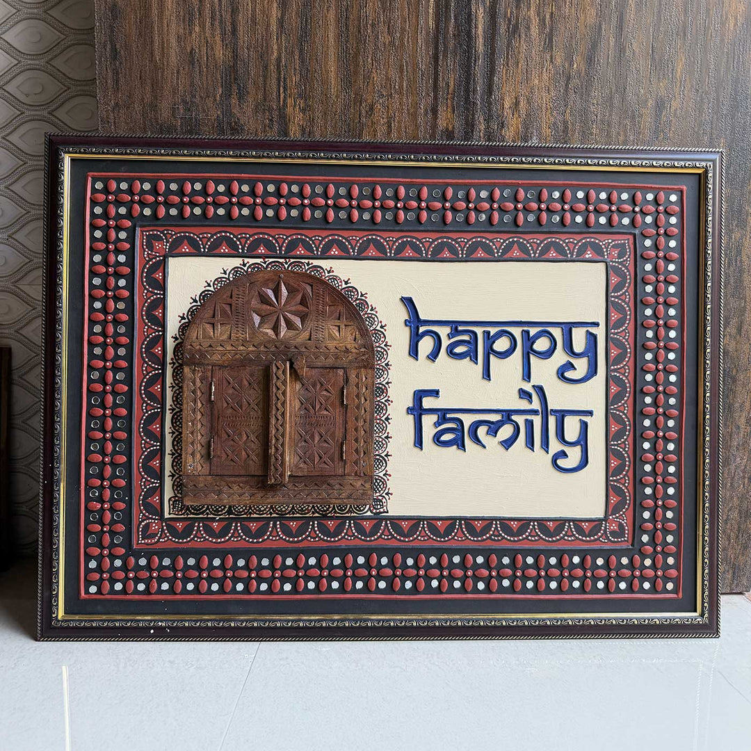 Personalized Handcrafted Lippan Art Wooden Window Name Plate For Home