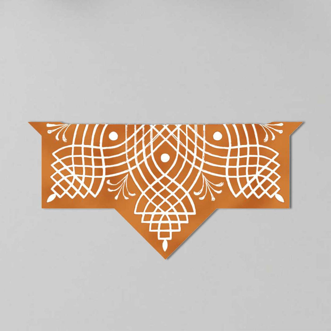 9.5 x 22.5 Inch | Hand-Painted Aureya Semicircle Canvas Kolam Reusable Rangoli Mat
