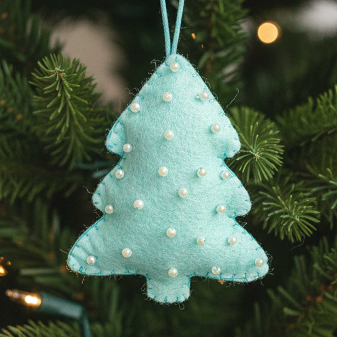 Handmade Felt Tree Shape Sequin Christmas Ornaments