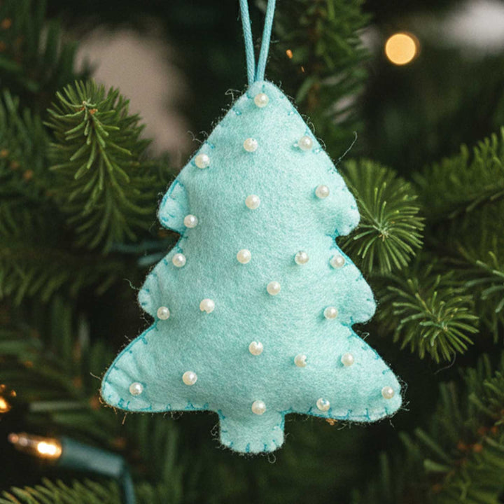 Handmade Felt Tree Shape Sequin Christmas Ornaments