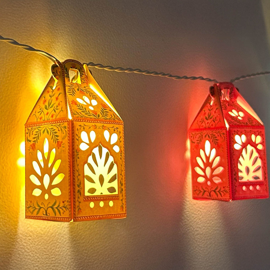 2.6m, 12 Bulbs | Handmade Floral Mini Lanterns DIY Paper LED Fairy Light