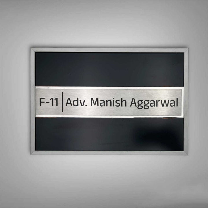 Personalized Engraved Sleek Black & Silver Stainless Steel Name Plate