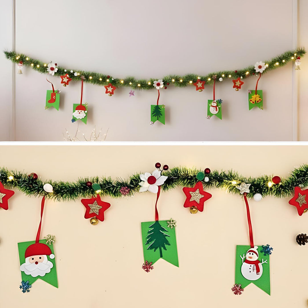 Handmade Santa, Tree & Snowman Garland/ Bunting For Christmas Wall Decoration
