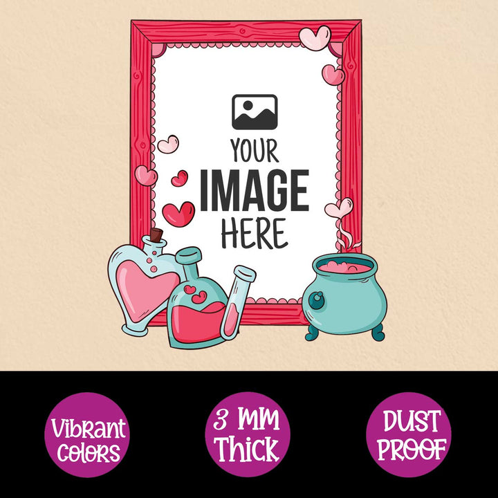 Photo Personalized Love Potion Theme Wooden Fridge Magnet For Couples