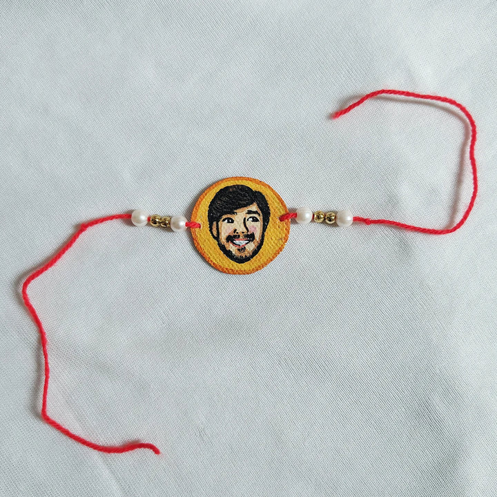 Photo Personalized Hand-Painted Round Caricature Rakhi