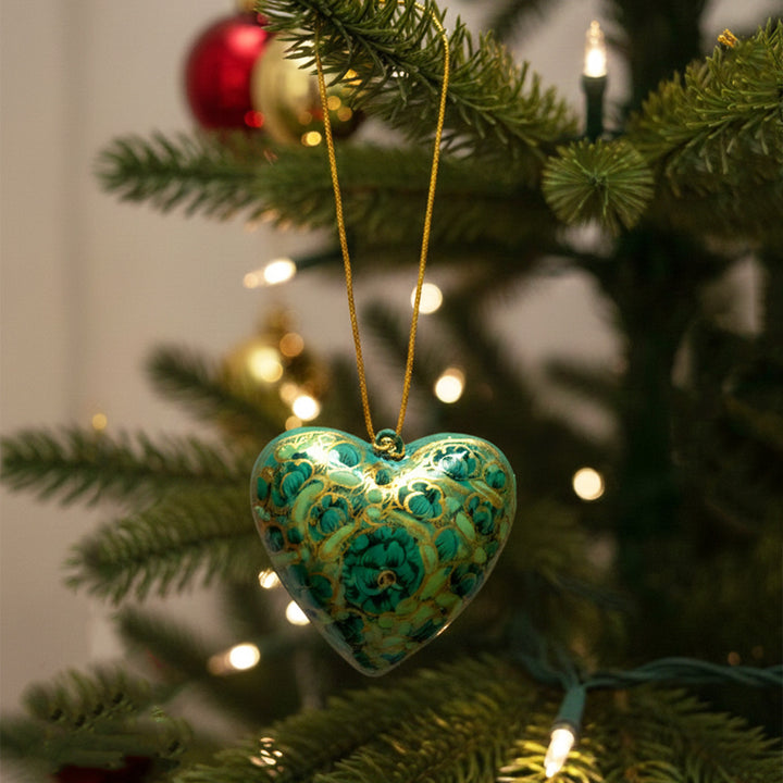 Handmade Paper Mache Heart Ornament For Christmas Decoration