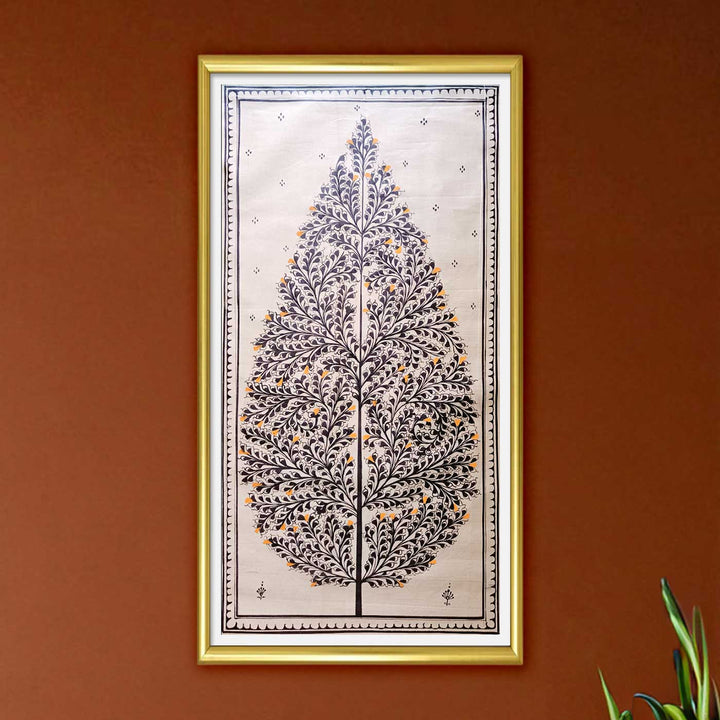 11 X 19 Inch | Handmade Tussar Silk Tree Of Life Painting
