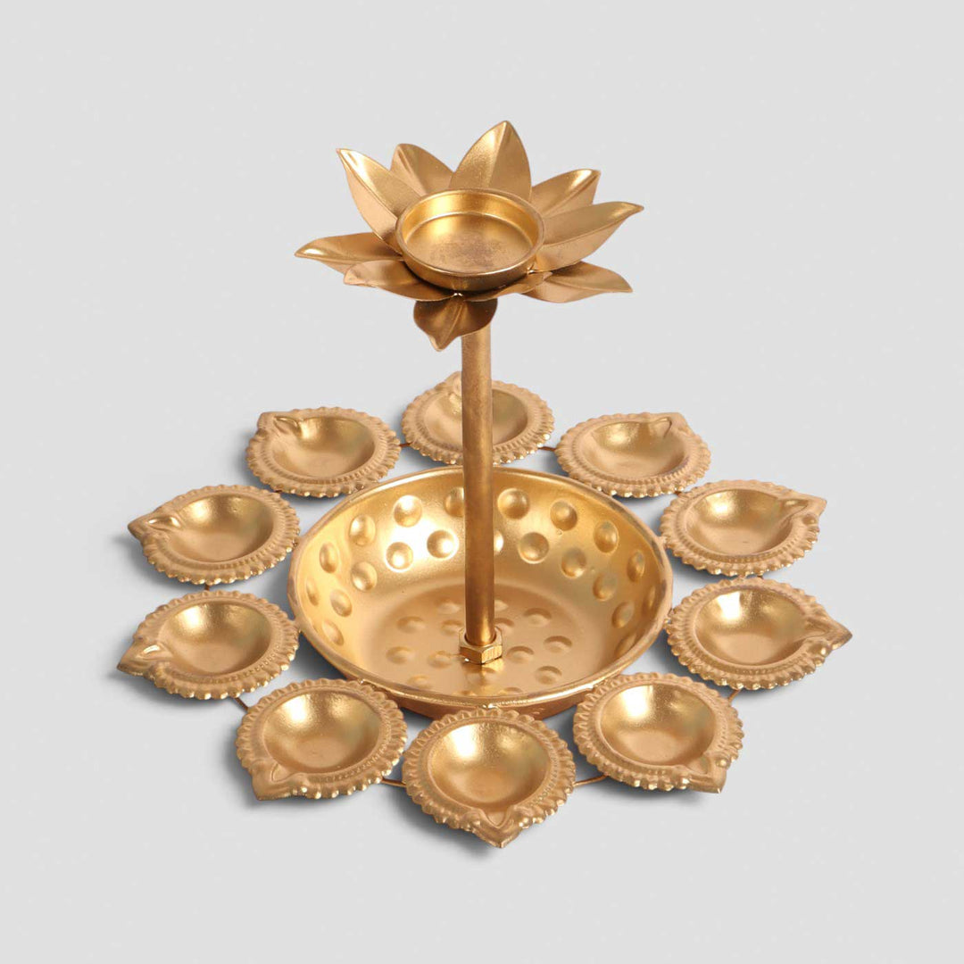 Handmade Detachable Urli-Style Metal Tealight Holder For Pooja Room Decor