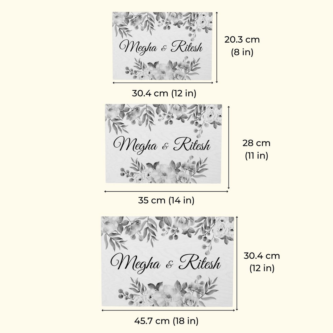 Printed Floral Wooden Rectangle Nameplate