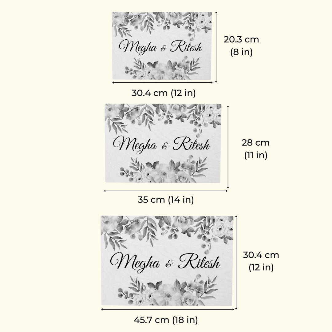 Printed Spring Floral Wooden Rectangle Nameplate
