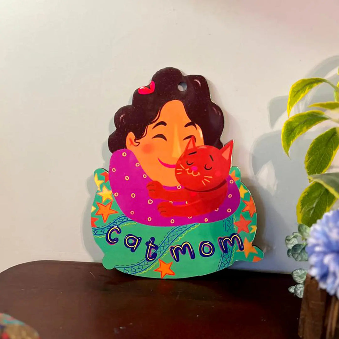 Printed Cat Mom Theme MDF Wood Wall Decor