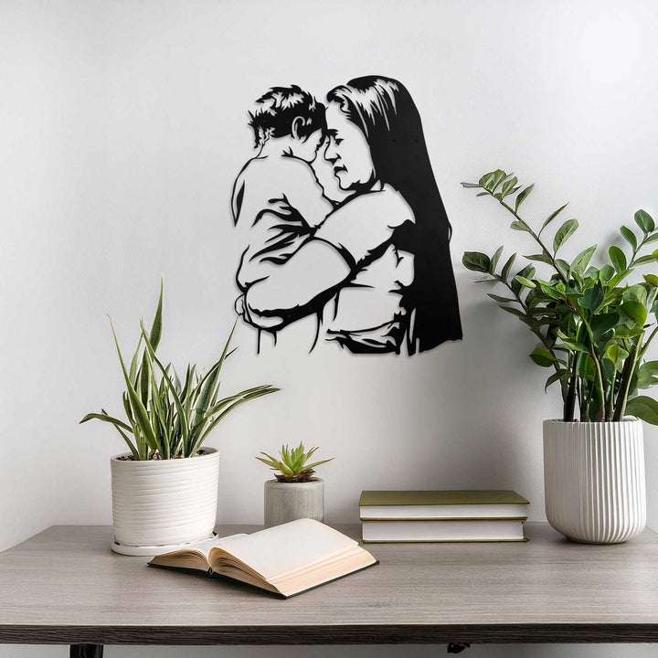 Photo Personalized Handmade Laser Cut Mother And Child Metal Decorative Plaque
