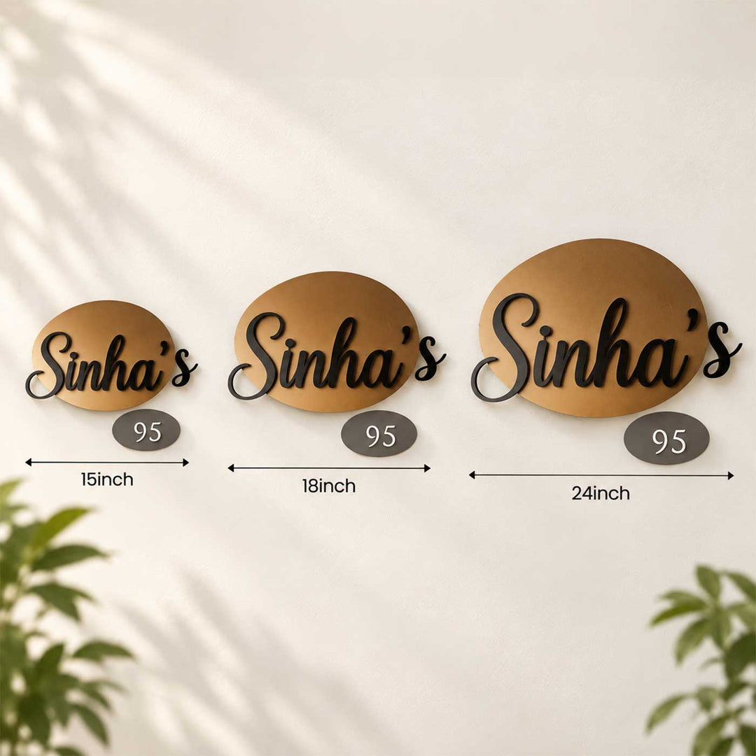 Personalized Contemporary Oval Laser Cut Mild Steel Metal Name Plate For Home