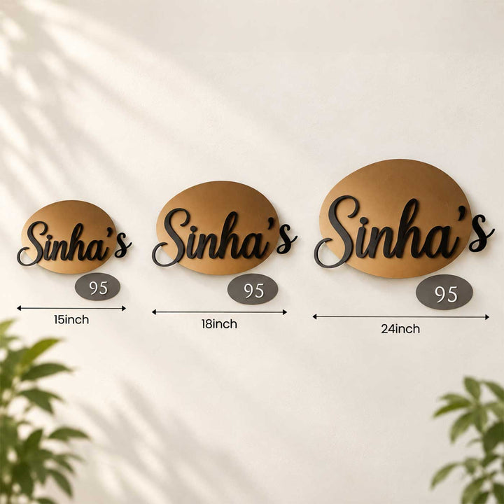 Personalized Contemporary Oval Laser Cut Mild Steel Metal Name Plate For Home