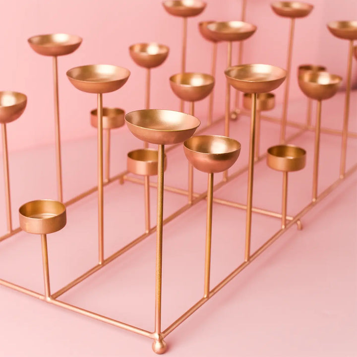 24 Inch | Decorative 3 Row Metal Tealight Holder