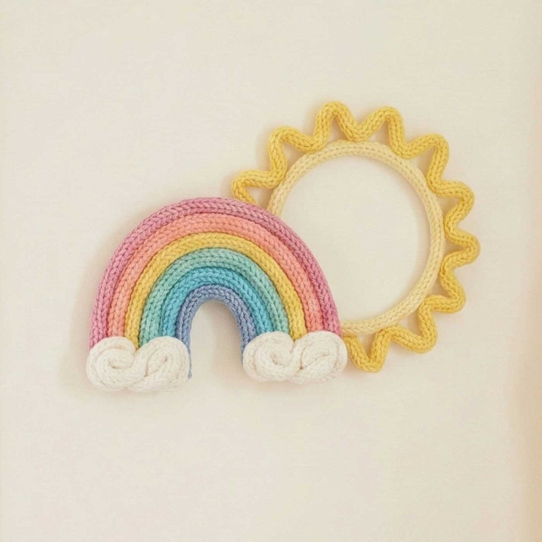 Handmade Knitted Wire Rainbow & Sun Hanging For Kids Room Decoration