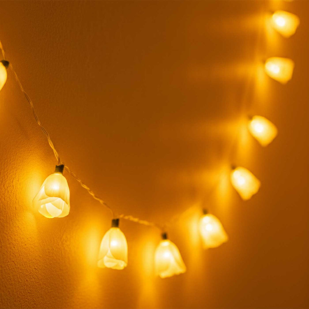 Handmade Poov String Light Yellow Color Sholapith Fairy Light