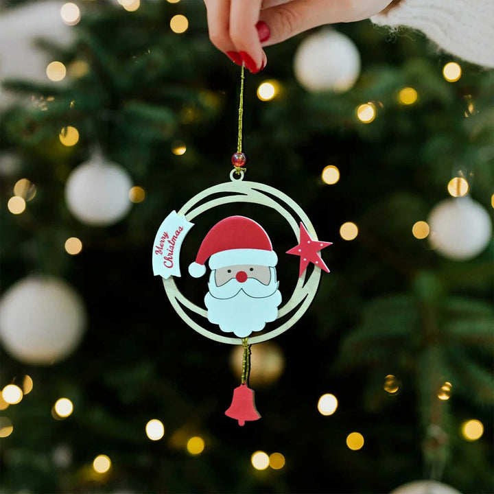 Laser Cut Santa Claus Wooden Ornament For Christmas Tree Decoration