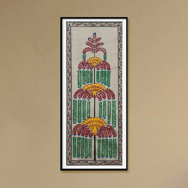 16 X 6 Inch | Handmade Tussar Silk Tree Of Life Painting